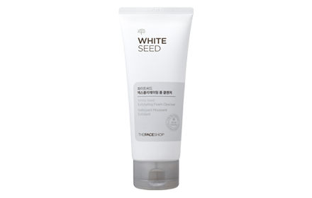 white seed exfoliating foam cleanser