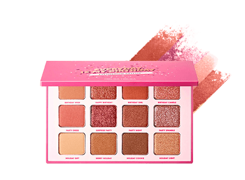 An eyeshadow palette contains 12 rich colors ranging from coral, pink to brown with matte and glitter finished. Buildable texture applies smoothly and gives a high color payoff that lasts.